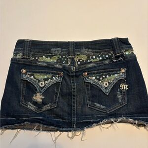 Miss me camo short short jeans with rhinestones Y2K bedazzle